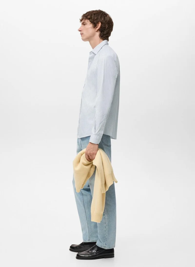 Mango Man  Regular fit striped cotton shirt for Men | Best Price UAE